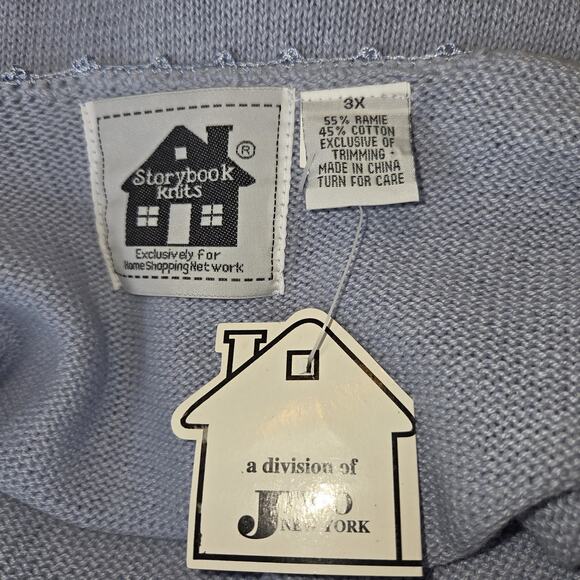 Storybook Knits Pastel Blue Tank Sweater Top Plus Sz 3X Crocheted HSN Tags Rare - Picture 8 of 16